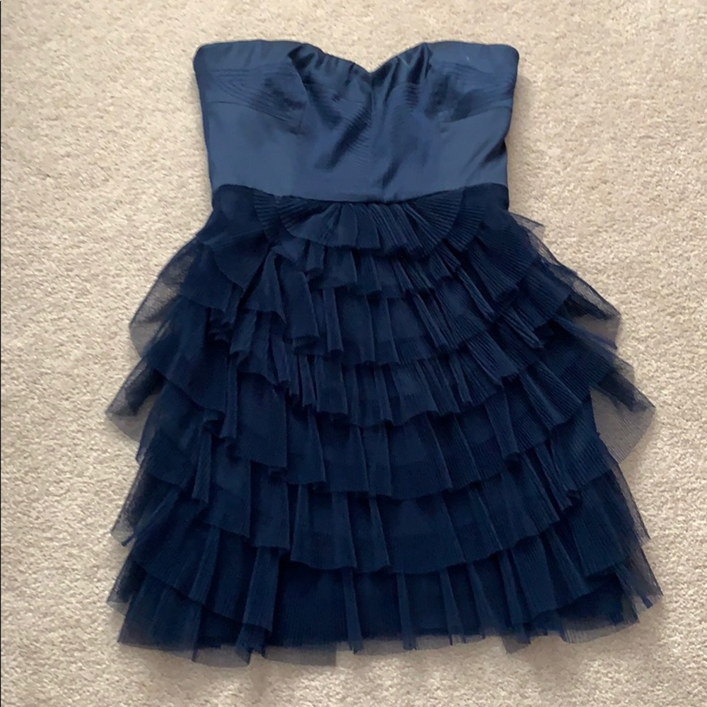 WORN ONCE BCBG Navy ruffle dress!